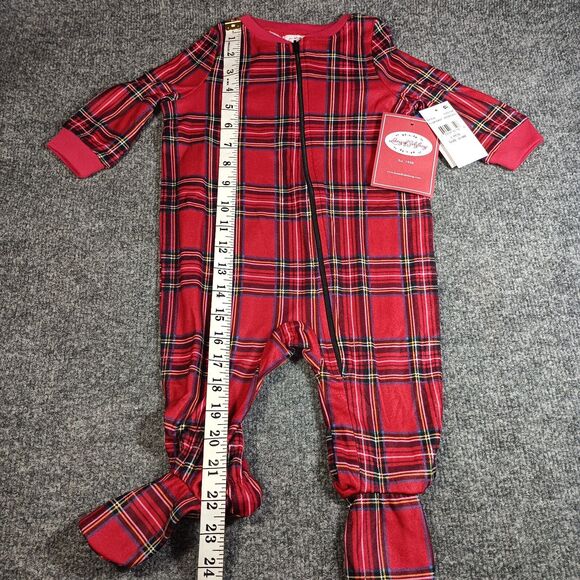 Lanz Of Salzburg Baby Pajamas Size 6-9 Months Red Tartan Plaid Flame Resistant - Picture 5 of 7